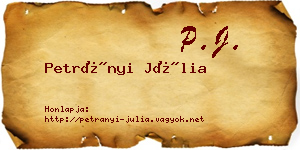 Petrányi Júlia névjegykártya